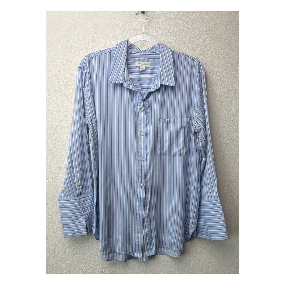 Treasure & Bond Blue Striped Boyfriend Shirt Womens XL - Picture 4 of 14